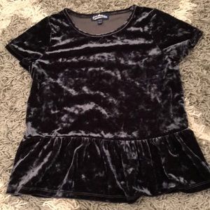 Girls Freshman 1996 Gray Velvet Peplum Top M(8/10)